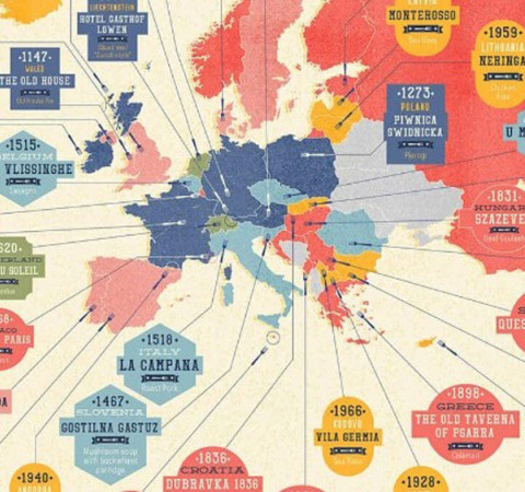 Ο χάρτης με τα παλαιότερα εστιατόρια στον κόσμο